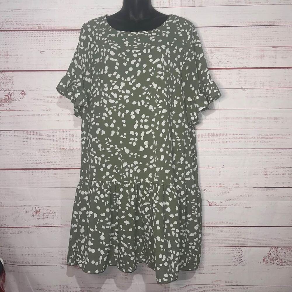Jade By Jane Boutique Green Dot Print Tunic Dress | Oversized Large